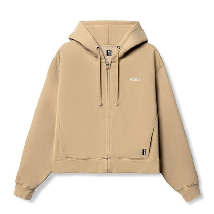 0843. Tech Essential™ Distressed Full Zip Hoodie - Khaki | ASRV