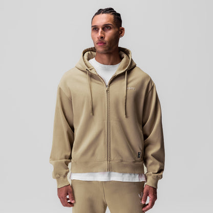0843. Tech Essential™ Distressed Full Zip Hoodie - Khaki | ASRV