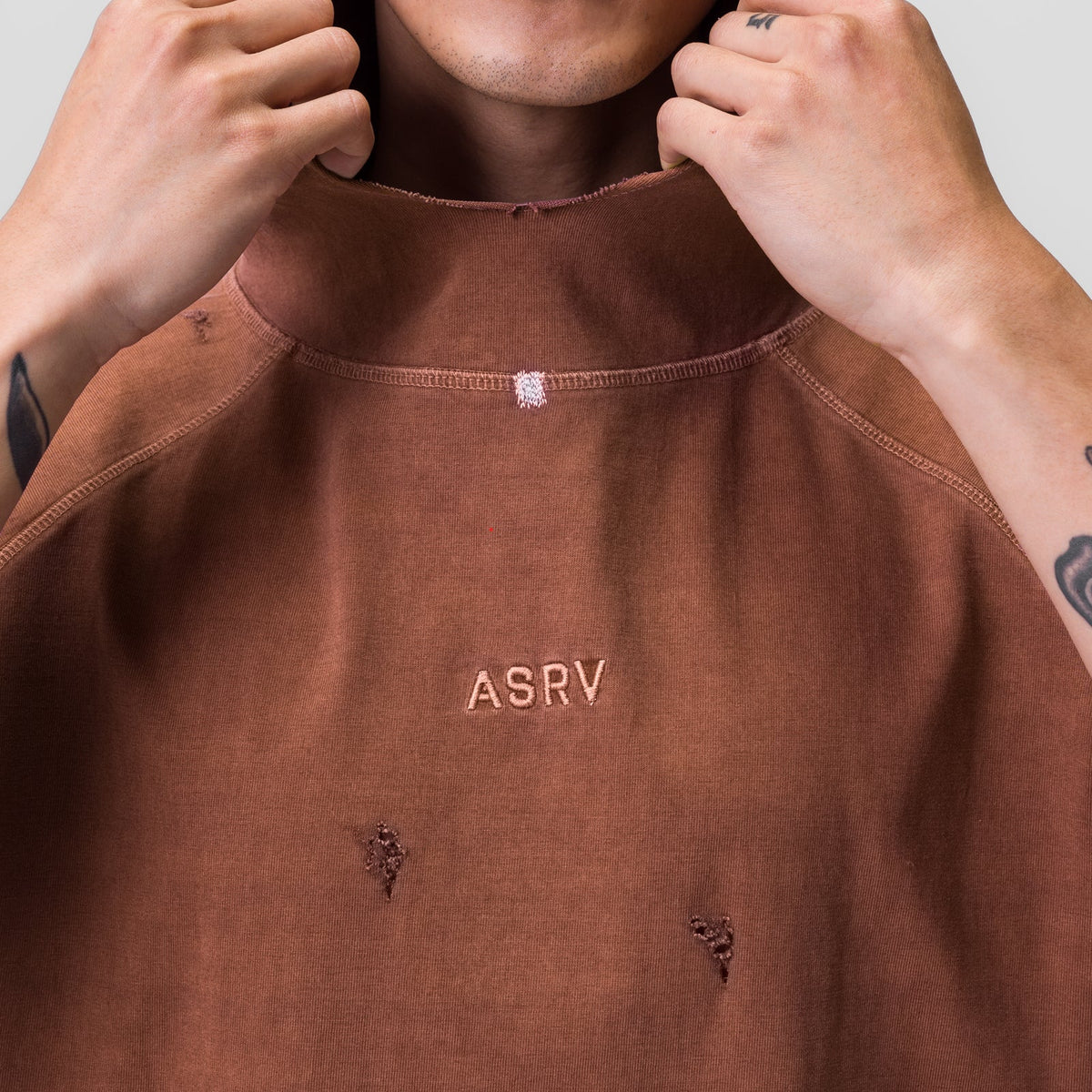 0799. Tech Essential™ Cutoff Hoodie - Faded Rust | ASRV