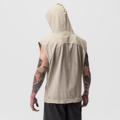 0799. Tech Essential™ Cutoff Hoodie - Faded Beige | ASRV