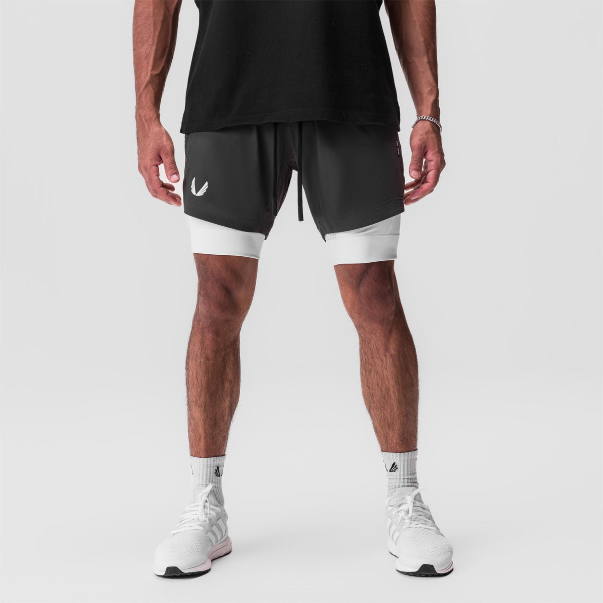 0866. Tetra-Lite® 7" Liner Short - Space Grey / White / White "Wings" | ASRV