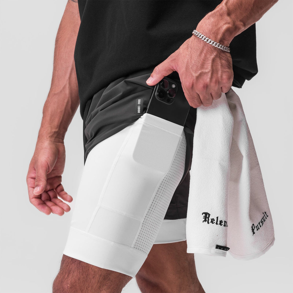 0866. Tetra-Lite® 7" Liner Short - Space Grey / White / White "Wings" | ASRV