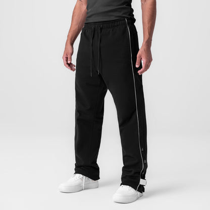 0998. Herringbone Terry Snap Button Sweats - Black | ASRV