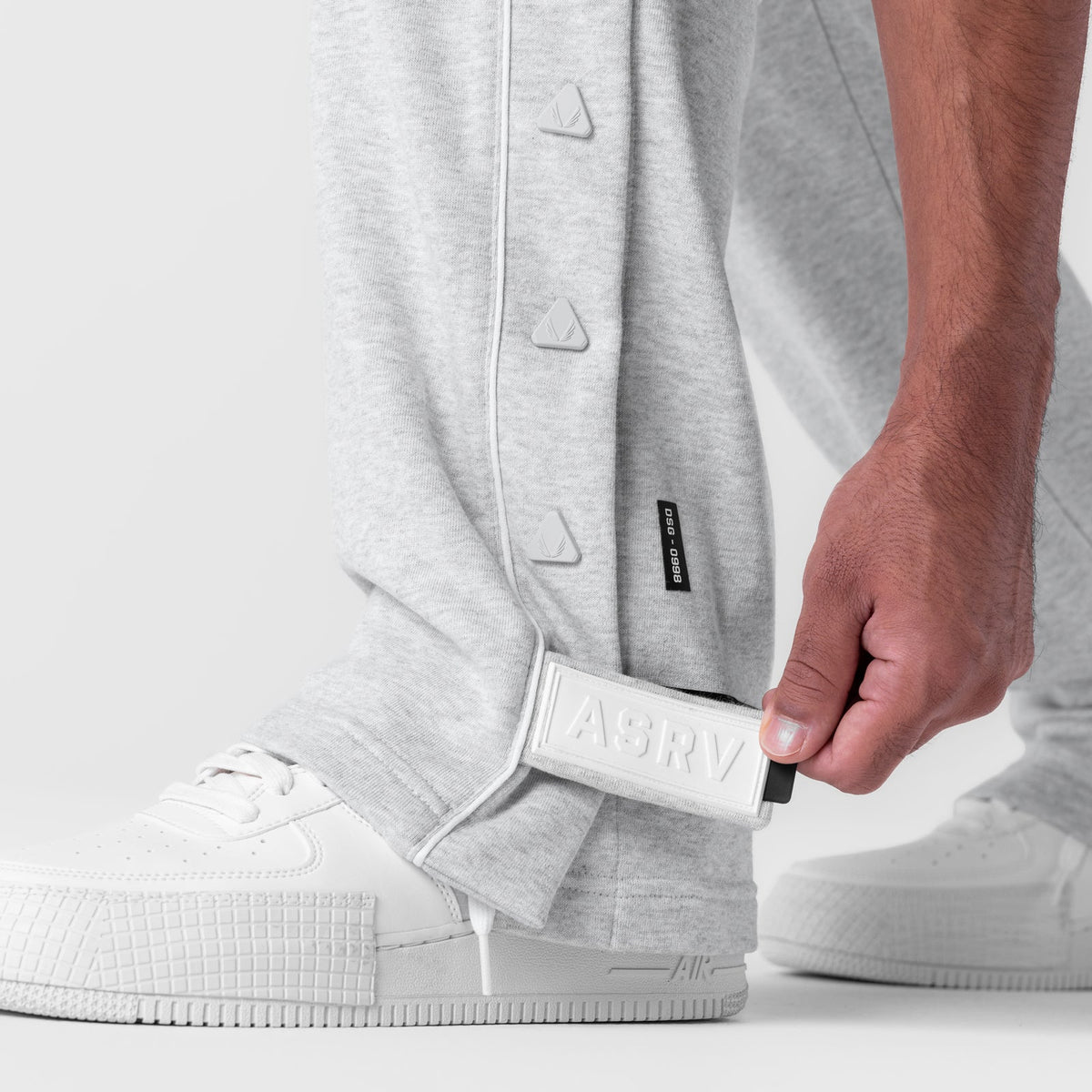 0998. Herringbone Terry Snap Button Sweats - Heather Grey | ASRV