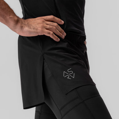 0911. Tetra-Lite® 2-in-1 High Split Legging Short - Black "Cyber"/Blac | ASRV