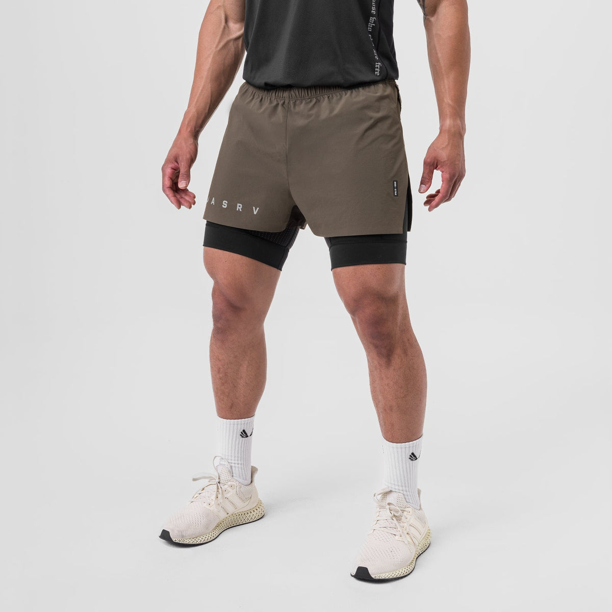 0752. Ripstop 3" High Split Liner Short - Deep Taupe/Black | ASRV