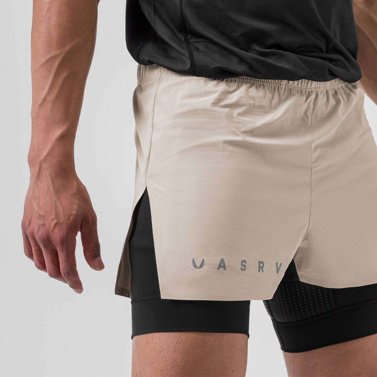 0752. Ripstop 3" High Split Liner Short - Chai/Black | ASRV