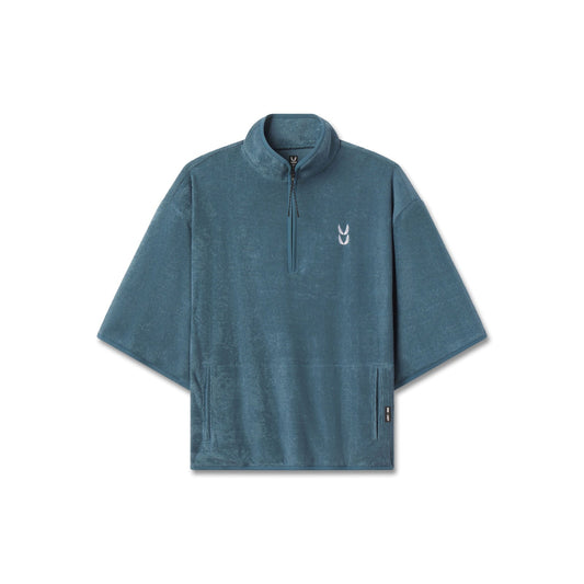1057. Towel Terry Quarter Zip Oversized Tee - Storm | ASRV
