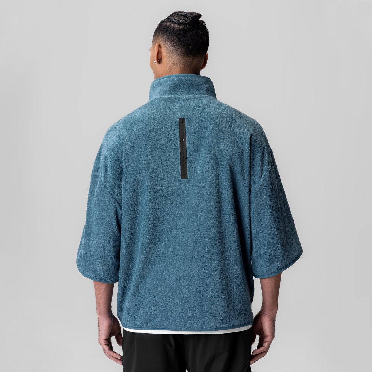 1057. Towel Terry Quarter Zip Oversized Tee - Storm | ASRV