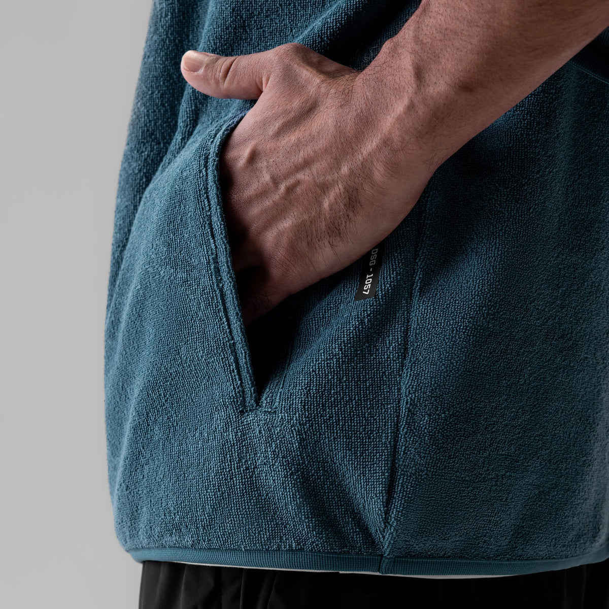1057. Towel Terry Quarter Zip Oversized Tee - Storm | ASRV