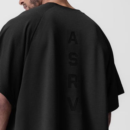 0946. Waffle Knit Oversized Tee - Black/Black | ASRV