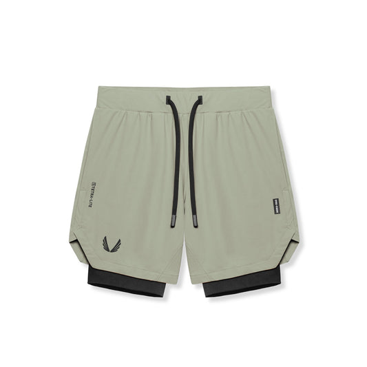 0866. Tetra-Lite® 7" Liner Short - Sage "Wings"/Black | ASRV