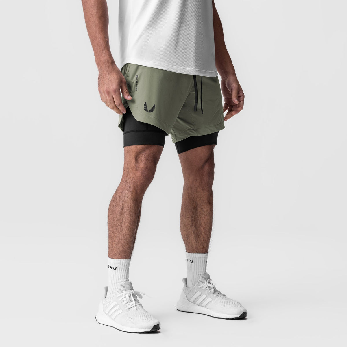 0866. Tetra-Lite® 7" Liner Short - Sage "Wings"/Black | ASRV