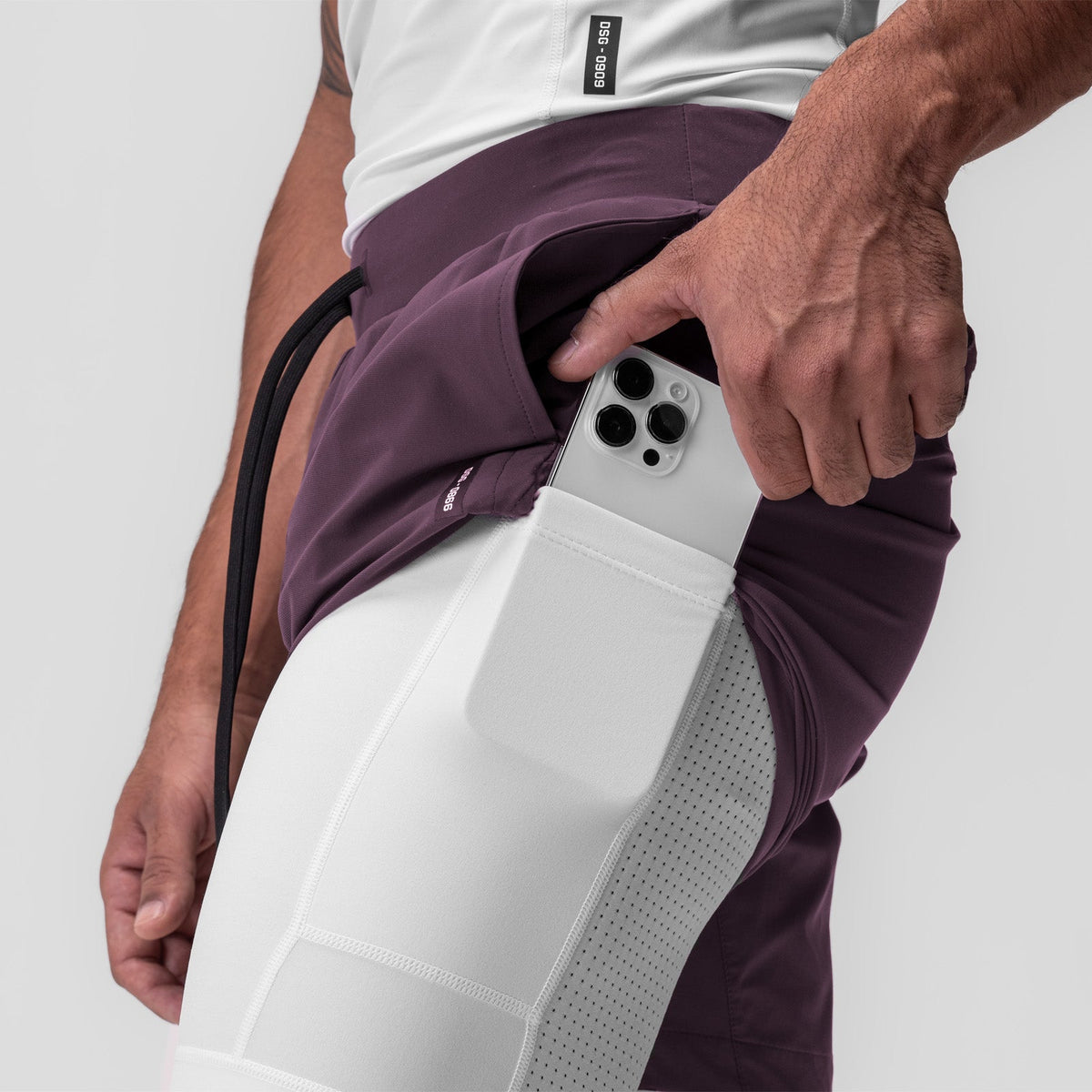 0866. Tetra-Lite® 7" Liner Short - Deep Purple "Cyber"/White | ASRV