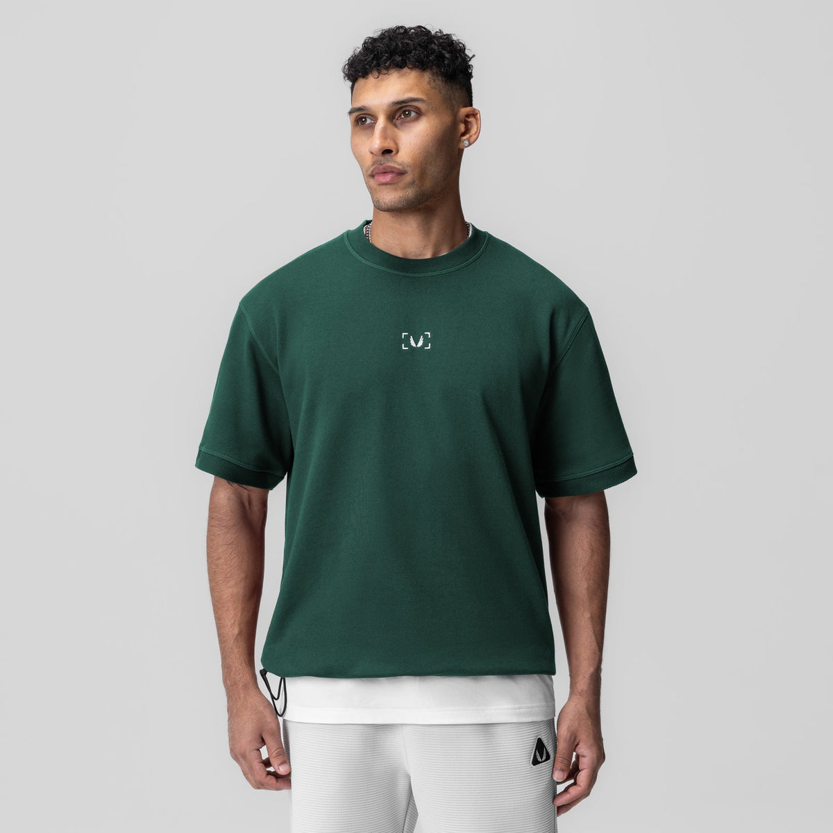 1026. Herringbone Terry Oversized Cinch Tee - Forest Green | ASRV