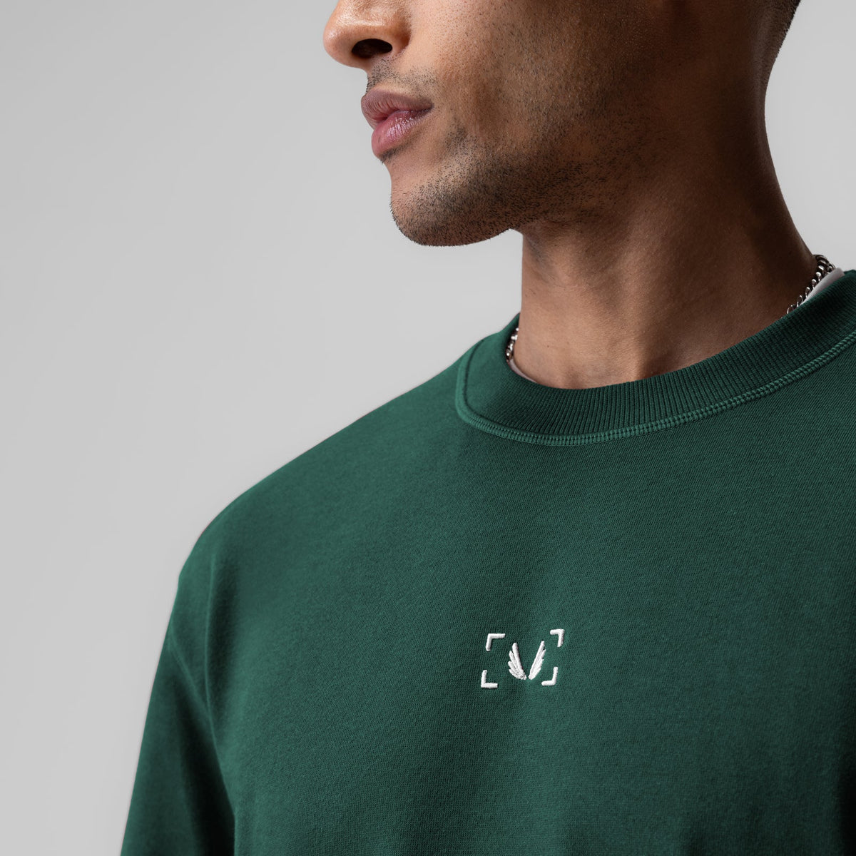 1026. Herringbone Terry Oversized Cinch Tee - Forest Green | ASRV
