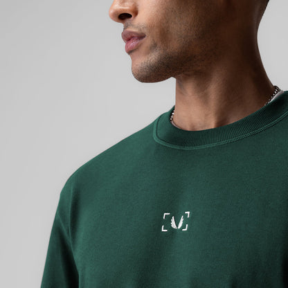 1026. Herringbone Terry Oversized Cinch Tee - Forest Green | ASRV