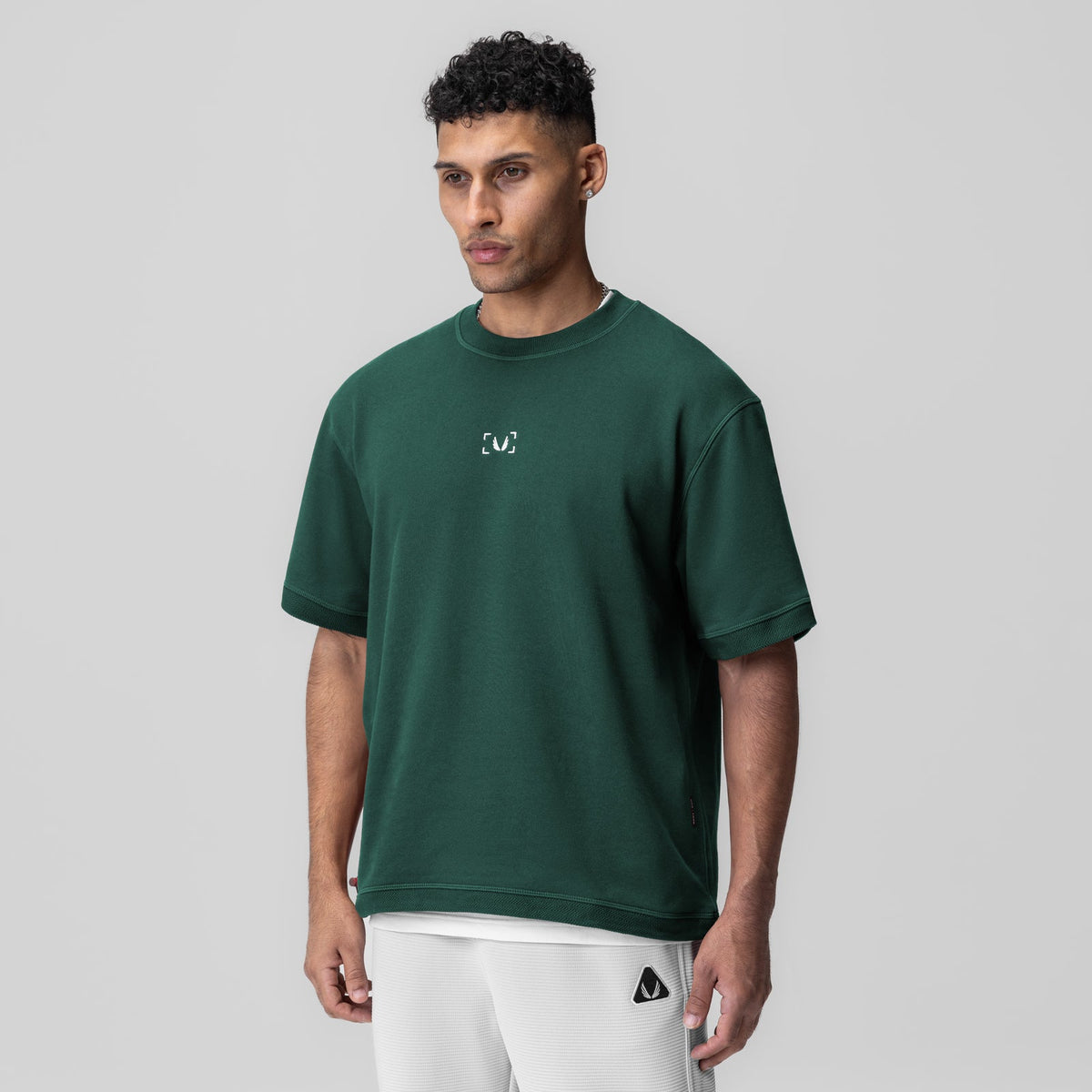 1026. Herringbone Terry Oversized Cinch Tee - Forest Green | ASRV