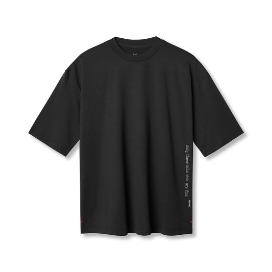 0841. 3D-Lite® 2.0 Lycra® 3/4-Sleeve Oversized Tee - Black "OTWR" | ASRV