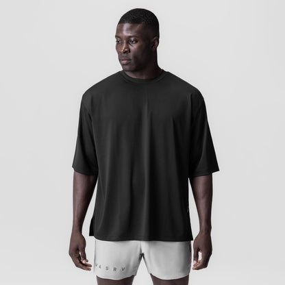 0841. 3D-Lite® 2.0 Lycra® 3/4-Sleeve Oversized Tee - Black "OTWR" | ASRV