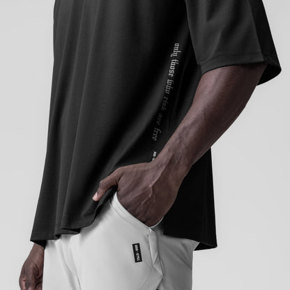 0841. 3D-Lite® 2.0 Lycra® 3/4-Sleeve Oversized Tee - Black "OTWR" | ASRV