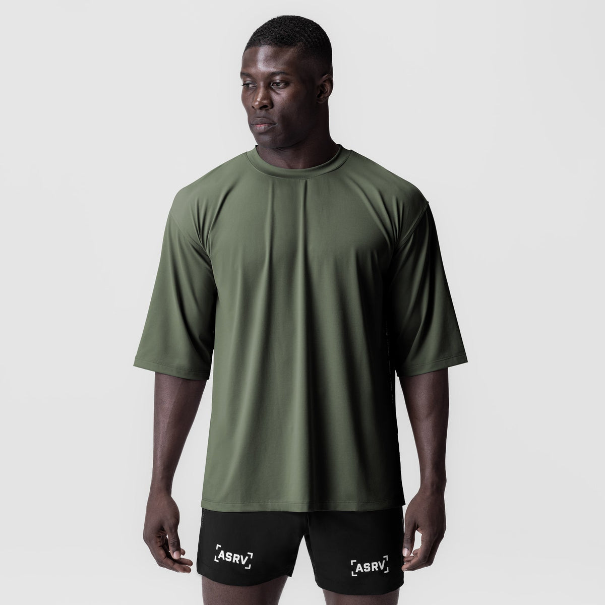 0841. 3D-Lite® 2.0 Lycra® 3/4-Sleeve Oversized Tee - Olive "OTWR" | ASRV