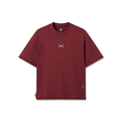1026. Herringbone Terry Oversized Cinch Tee - Crimson | ASRV