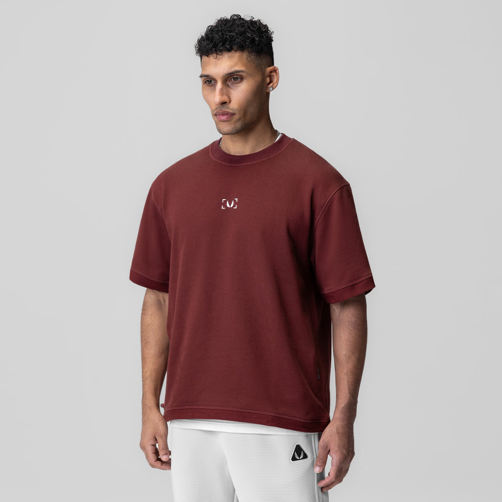 1026. Herringbone Terry Oversized Cinch Tee - Crimson | ASRV