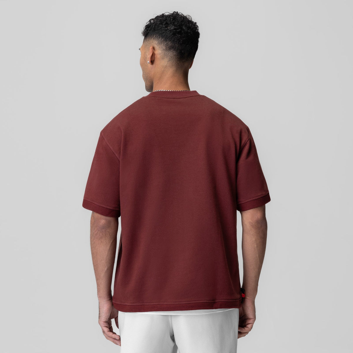 1026. Herringbone Terry Oversized Cinch Tee - Crimson | ASRV