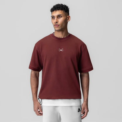 1026. Herringbone Terry Oversized Cinch Tee - Crimson | ASRV