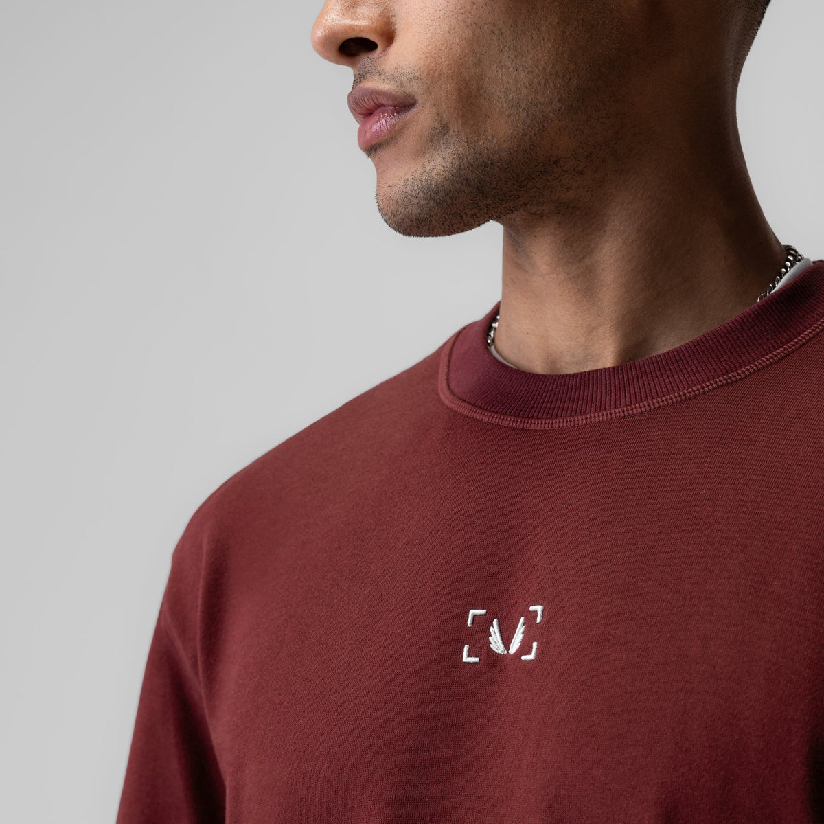 1026. Herringbone Terry Oversized Cinch Tee - Crimson | ASRV