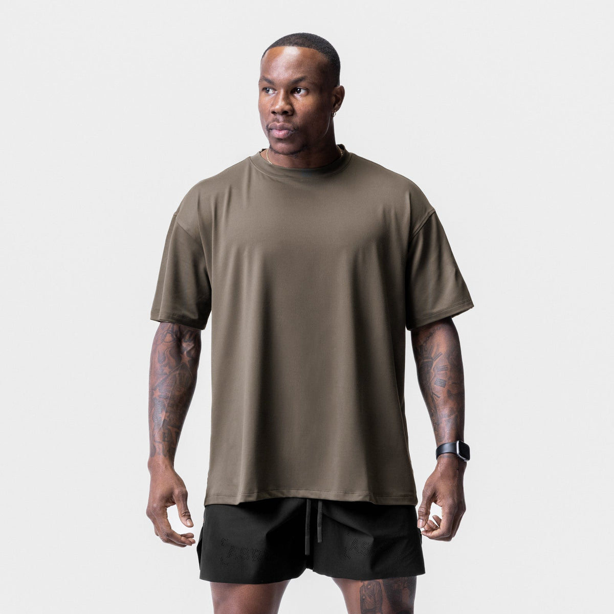 0715. Core Mesh Oversized Tee - Deep Taupe | ASRV