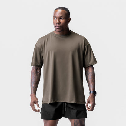 0715. Core Mesh Oversized Tee - Deep Taupe | ASRV