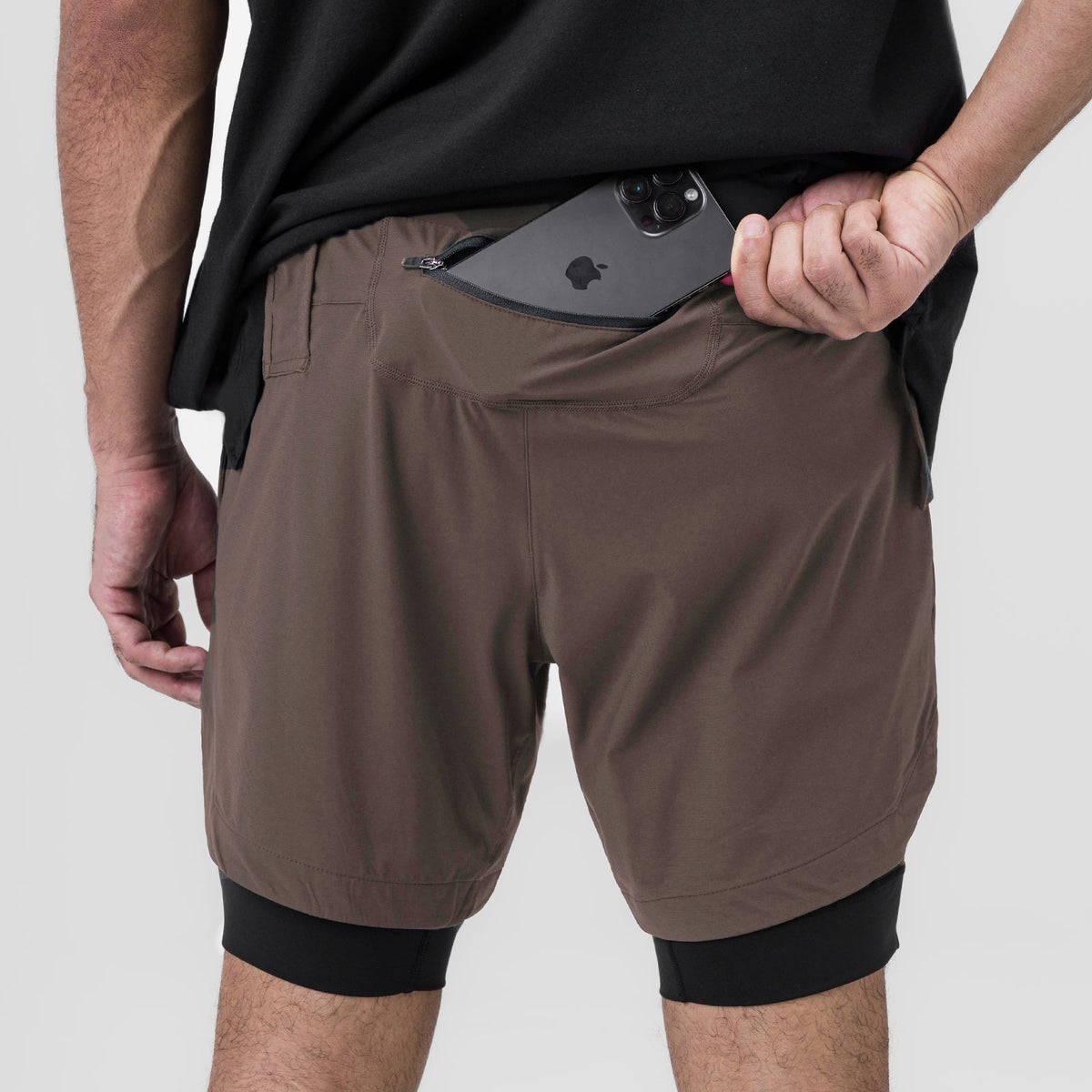 0866. Tetra-Lite® 7" Liner Short - Deep Taupe "ASRV"/Black | ASRV
