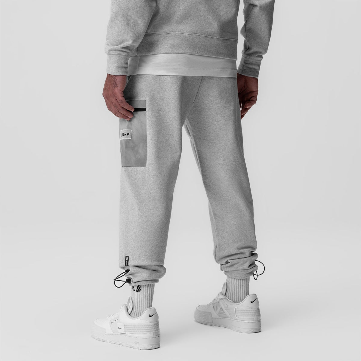 0914. Tech-Terry™ Paneled Cinch Cargo Jogger - Heather Grey/Wave-Dye | ASRV