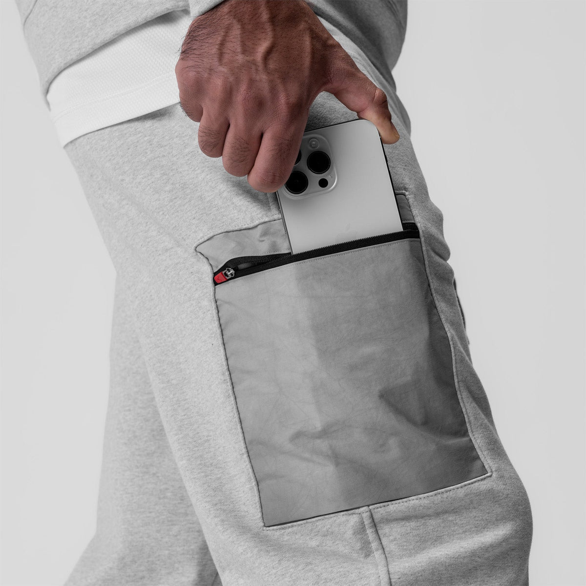 0914. Tech-Terry™ Paneled Cinch Cargo Jogger - Heather Grey/Wave-Dye | ASRV