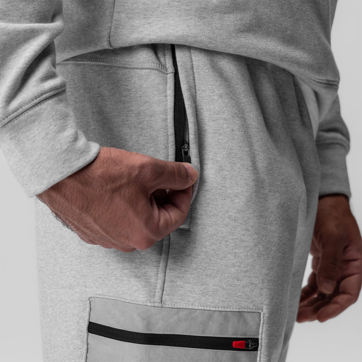0914. Tech-Terry™ Paneled Cinch Cargo Jogger - Heather Grey/Wave-Dye | ASRV