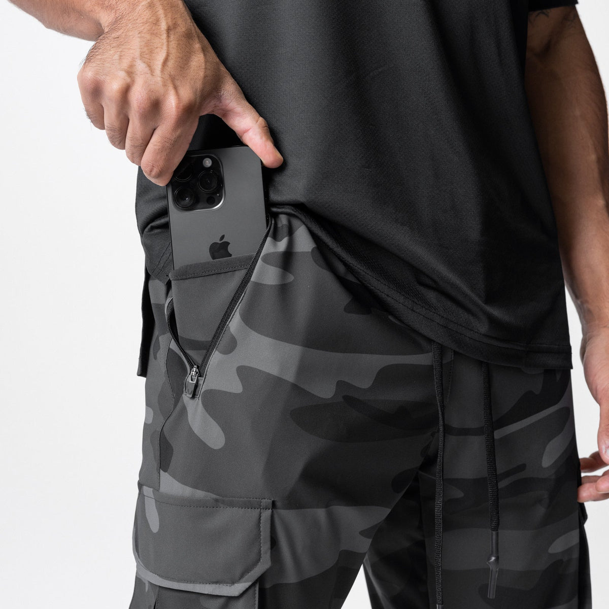0437. Tetra-Lite® Cargo High Rib Jogger - Black Camo | ASRV
