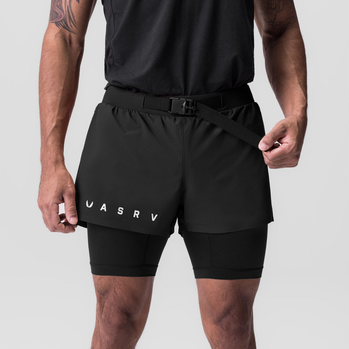 0786. Ripstop 3" Belt Pack Short - Dusk Black/Black | ASRV