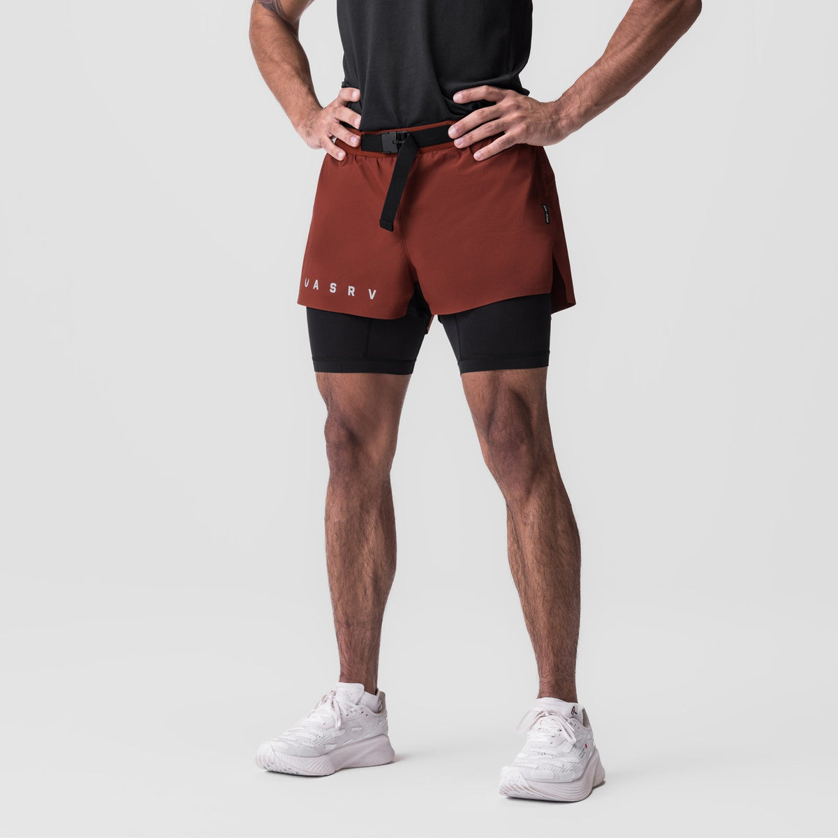 0786. Ripstop 3" Belt Pack Short - Brick/Black | ASRV