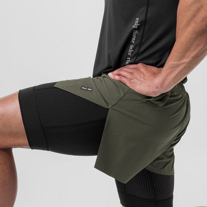 0752. Ripstop 3" High Split Liner Short - Olive/Black | ASRV