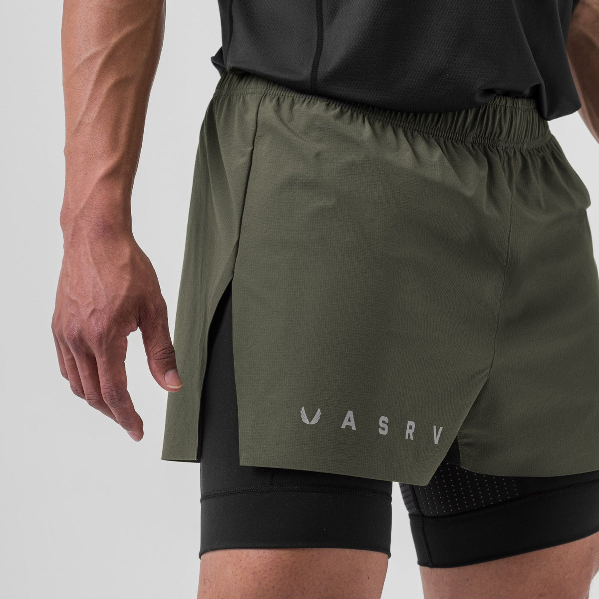 0752. Ripstop 3" High Split Liner Short - Olive/Black | ASRV