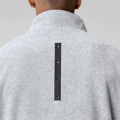 1057. Towel Terry Quarter Zip Oversized Tee - Heather Grey | ASRV