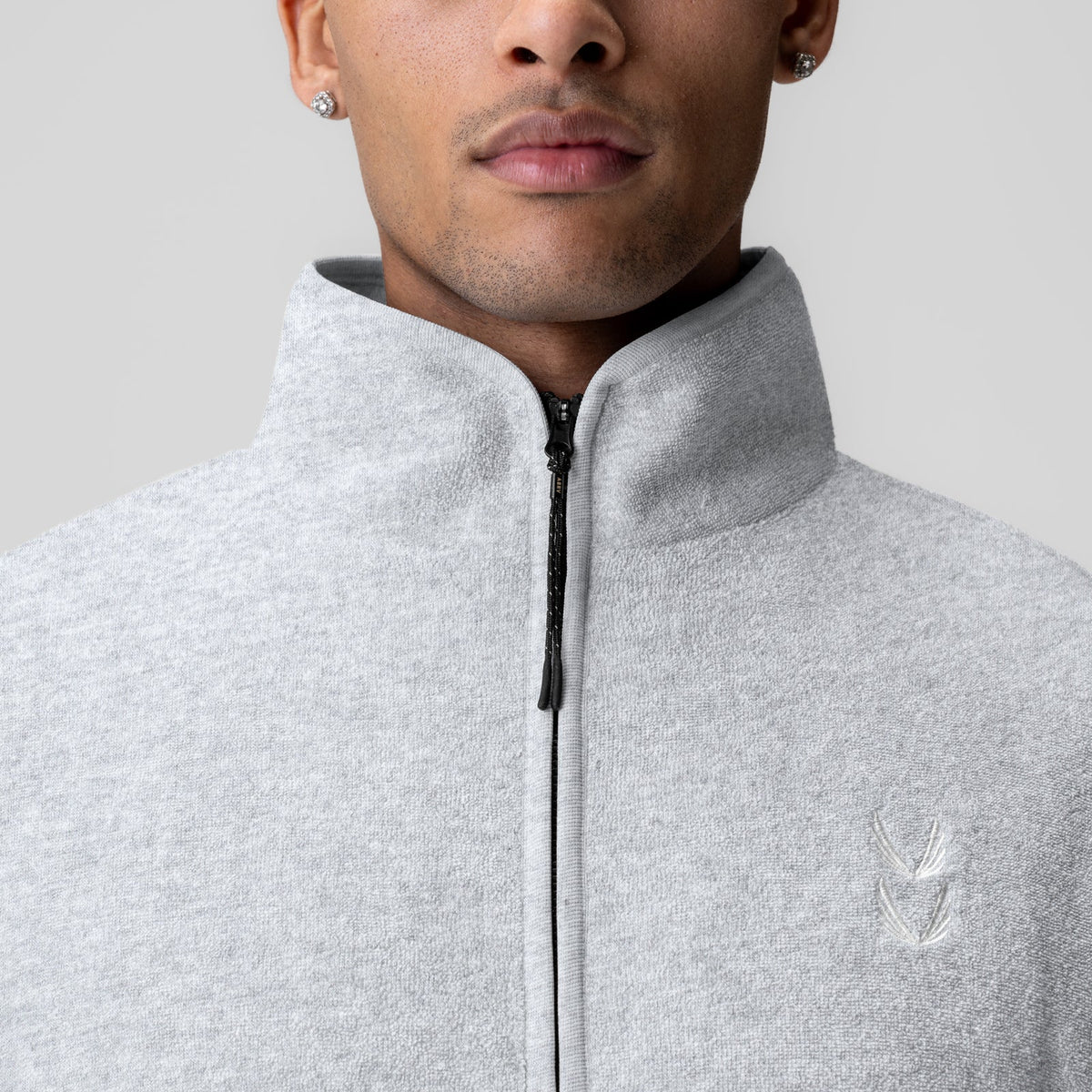 1057. Towel Terry Quarter Zip Oversized Tee - Heather Grey | ASRV