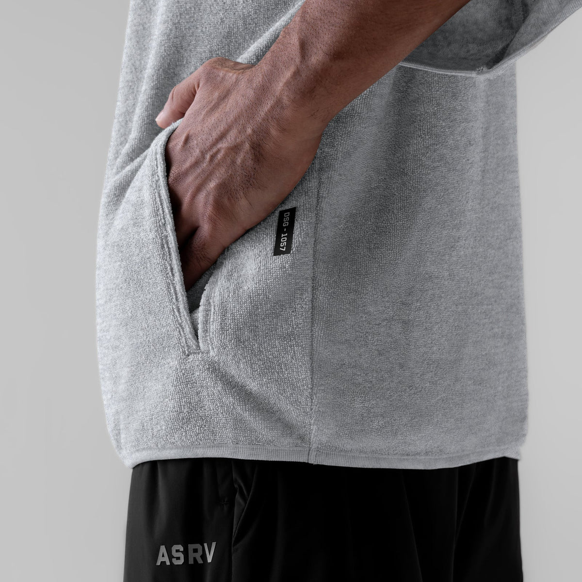 1057. Towel Terry Quarter Zip Oversized Tee - Heather Grey | ASRV