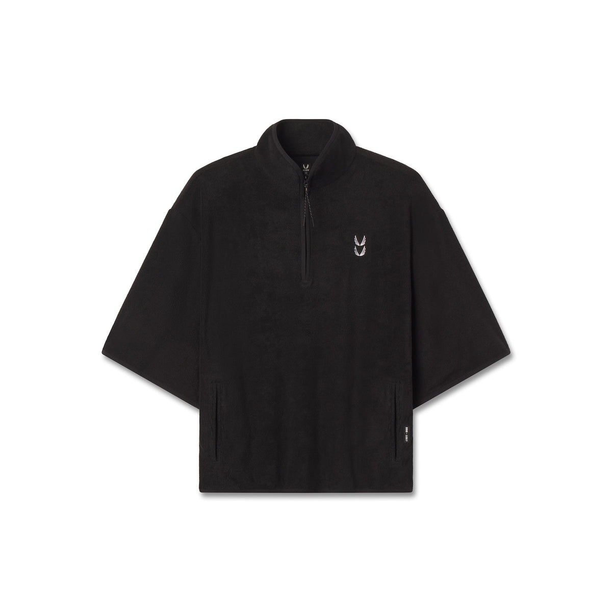 1057. Towel Terry Quarter Zip Oversized Tee - Black | ASRV