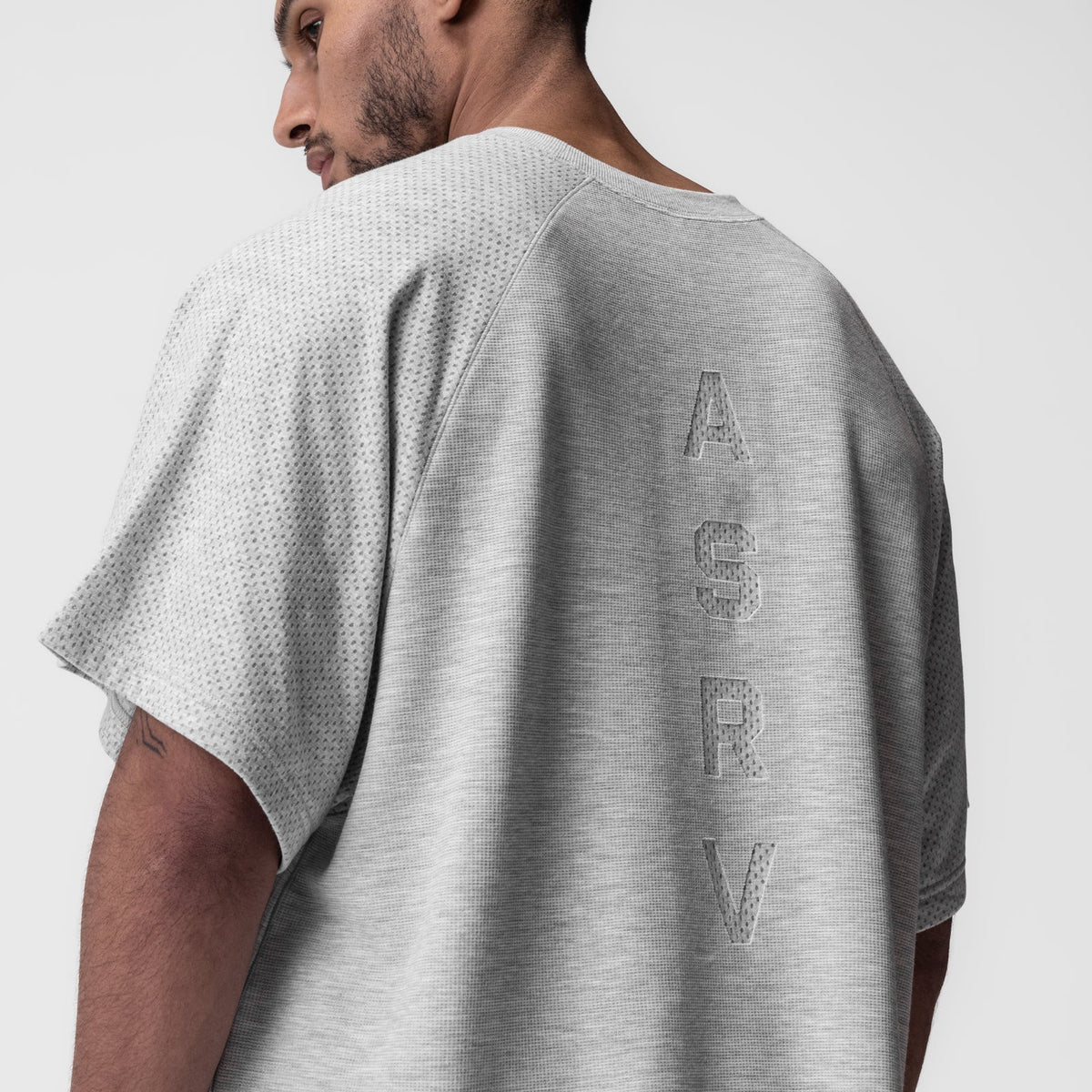 0946. Waffle Knit Oversized Tee - Heather Grey | ASRV