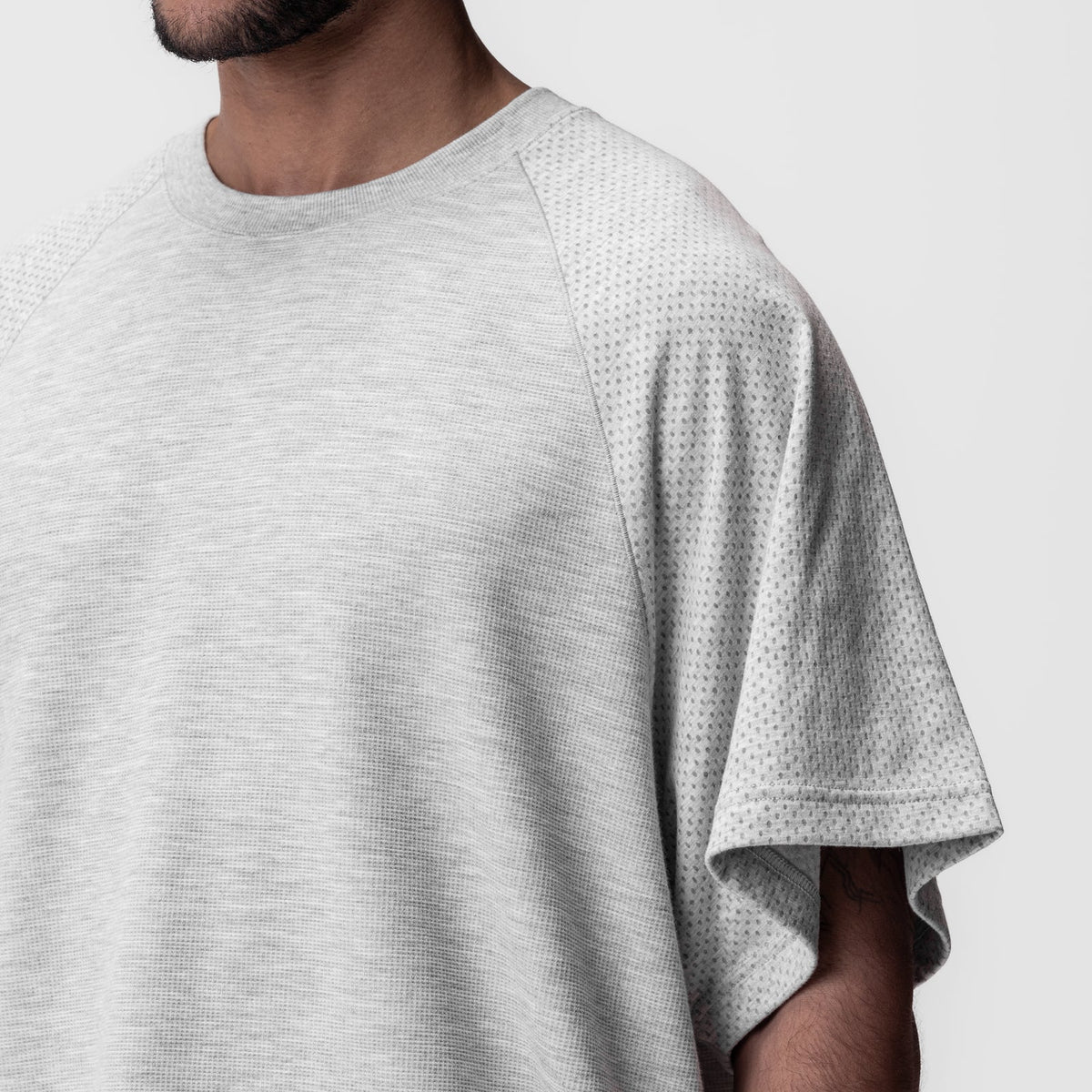 0946. Waffle Knit Oversized Tee - Heather Grey | ASRV