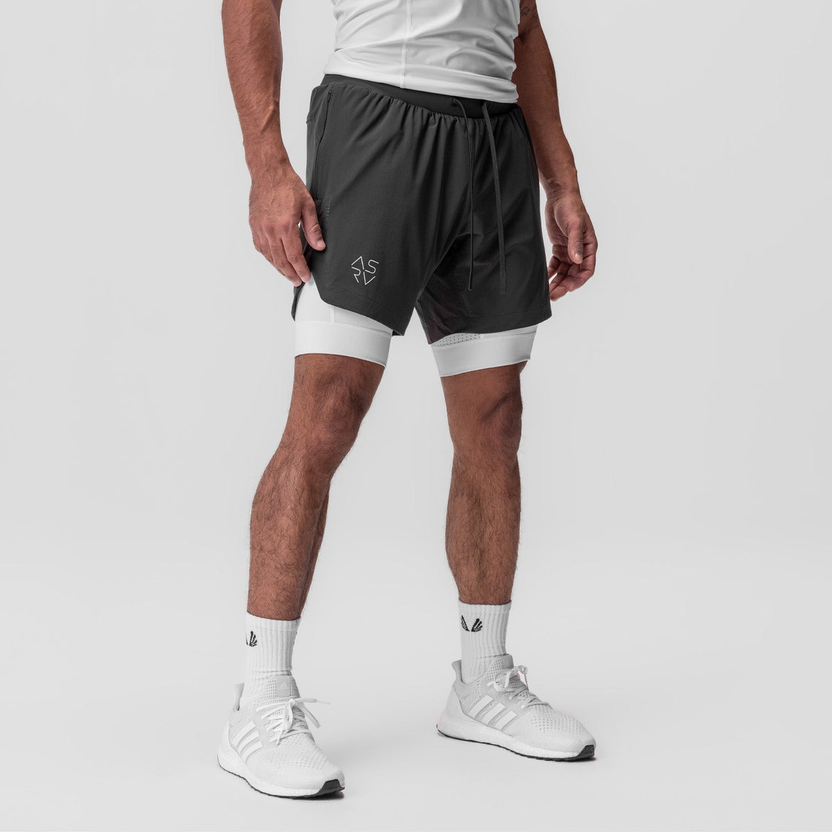 0866. Tetra-Lite® 7" Liner Short - Space Grey "Cyber"/White | ASRV