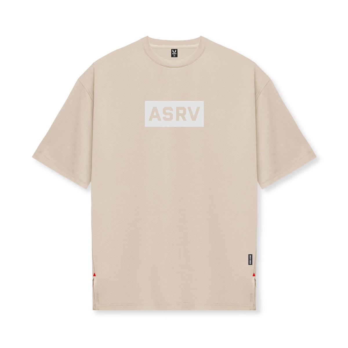 0822. AeroSilver® Oversized Tee - Beige "Box Logo" | ASRV